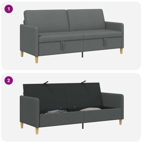 Sofa s pohranom Tamnosiva 192 x 78 x 87 cm Poliester - Tamnosiva 180 cm Cijena