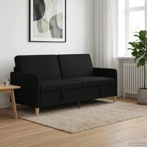 Sofa s pohranom Crna 192 x 78 x 87 cm Poliester - Crna 180 cm Cijena