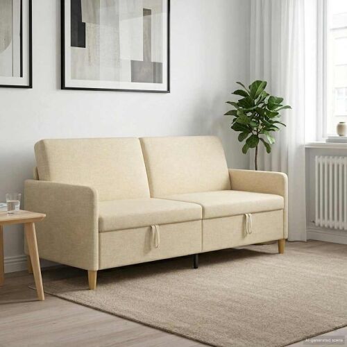 Sofa s pohranom Krem 192 x 78 x 87 cm Poliester - Krem 180 cm Cijena