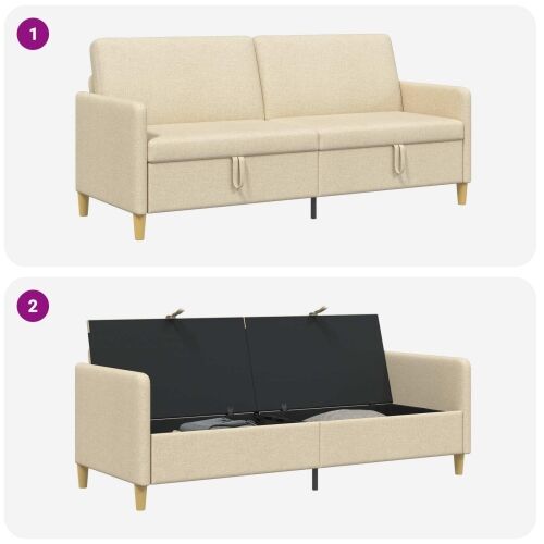 Sofa s pohranom Krem 192 x 78 x 87 cm Poliester - Krem 180 cm Cijena