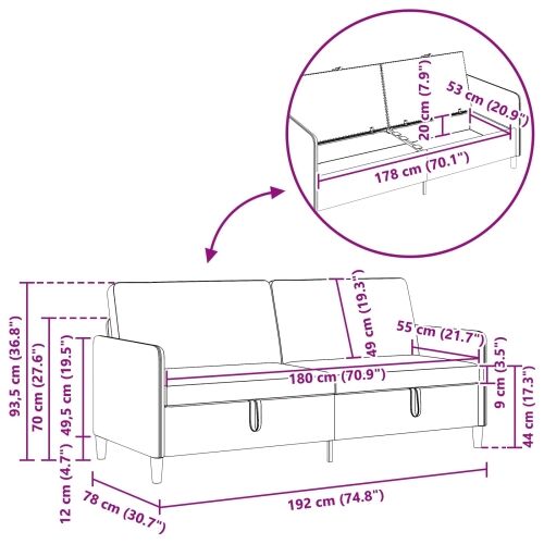 Sofa s pohranom Krem 192 x 78 x 87 cm Poliester - Krem 180 cm Cijena