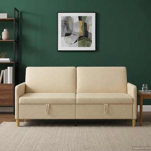 Sofa s pohranom Krem 192 x 78 x 87 cm Poliester - Krem 180 cm Cijena