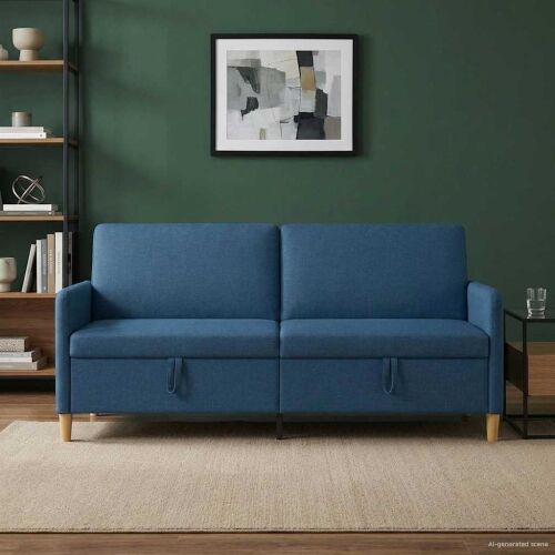 Sofa s pohranom Plava 192 x 78 x 87 cm Poliester - Plava 180 cm Cijena