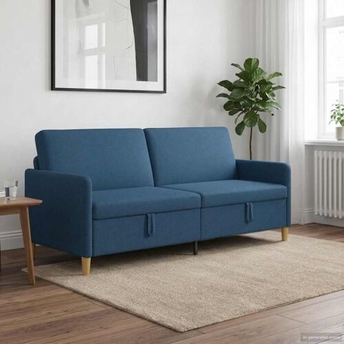 Sofa s pohranom Plava 192 x 78 x 87 cm Poliester - Plava 180 cm Cijena