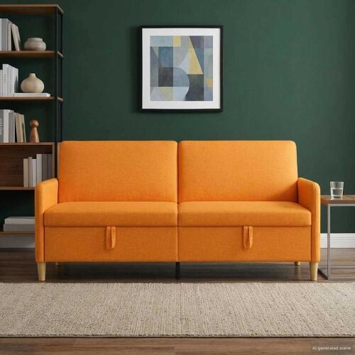 Sofa s pohranom Tamno žuta 192 x 78 x 87 cm Poliester - Tamnožuta 180 cm Cijena