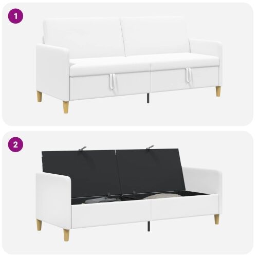 Sofa s pohranom Bijela 192 x 78 x 87 cm Poliester - Bijela 180 cm Cijena
