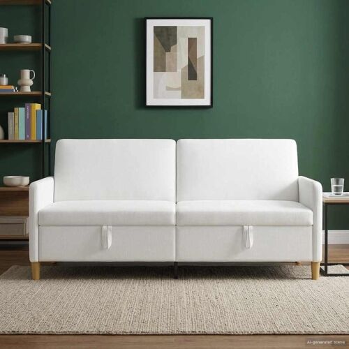 Sofa s pohranom Bijela 192 x 78 x 87 cm Poliester - Bijela 180 cm Cijena
