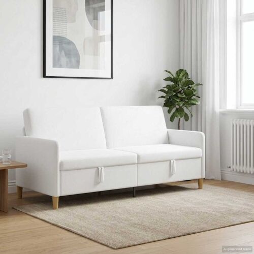 Sofa s pohranom Bijela 192 x 78 x 87 cm Poliester - Bijela 180 cm Cijena