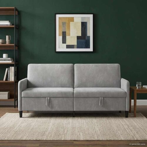 Sofa s pohranom Svjetlosiva 192 x 78 x 87 cm Poliester - Svjetlosiva 180 cm Cijena