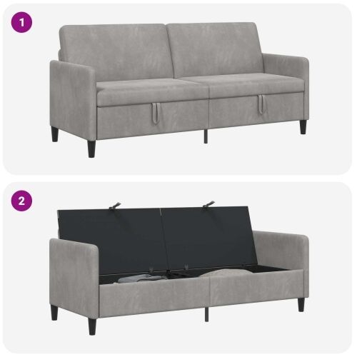 Sofa s pohranom Svjetlosiva 192 x 78 x 87 cm Poliester - Svjetlosiva 180 cm Cijena