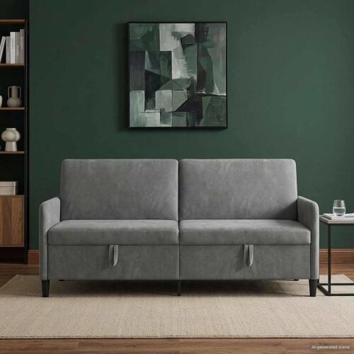 Sofa s pohranom Tamnosiva 192 x 78 x 87 cm Poliester - Tamnosiva 180 cm Cijena