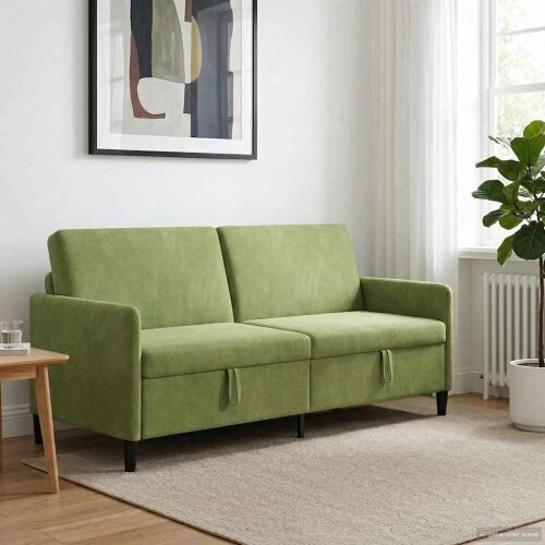 Sofa s pohranom Svijetlo zelena 192 x 78 x 87 cm Poliester - Svijetlo zelena 180 cm Cijena
