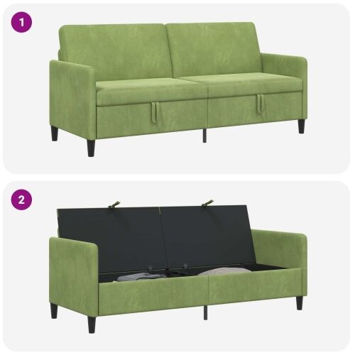 Sofa s pohranom Svijetlo zelena 192 x 78 x 87 cm Poliester - Svijetlo zelena 180 cm Cijena