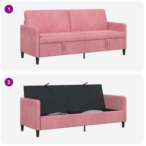 Sofa s pohranom Ružičasta 192 x 78 x 87 cm Poliester - Ružičasta 180 cm Cijena