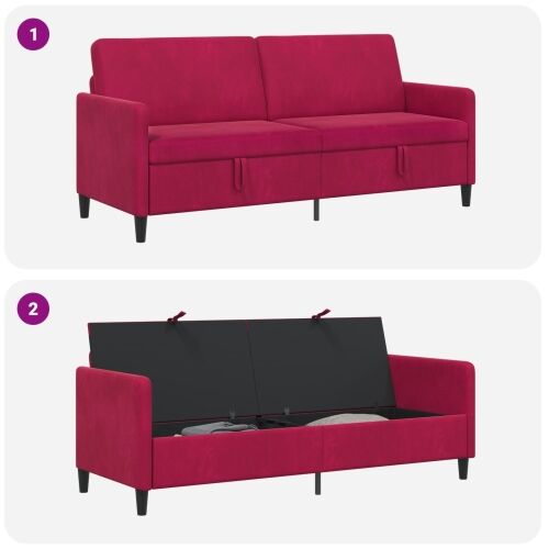 Sofa s pohranom Vinska crvena 192 x 78 x 87 cm Poliester - boja crnog vina 180 cm Cijena