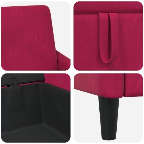 Sofa s pohranom Vinska crvena 192 x 78 x 87 cm Poliester - boja crnog vina 180 cm Cijena