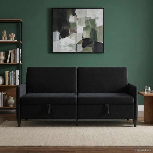 Sofa s pohranom Crna 192 x 78 x 87 cm Poliester - Crna 180 cm Cijena