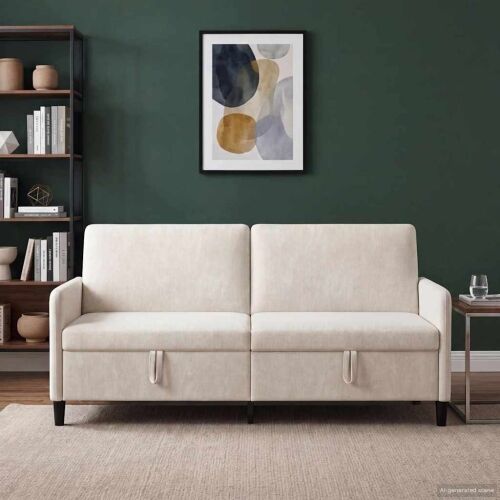 Sofa s pohranom Krem 192 x 78 x 87 cm Poliester - Krem 180 cm Cijena