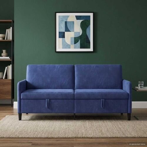 Sofa s pohranom Policijska plava 192 x 78 x 87 cm Poliester - Policijska plava 180 cm Cijena
