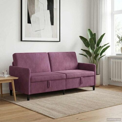 Sofa s pohranom Ljubičasta 192 x 78 x 87 cm Poliester - Ljubičasta 180 cm Cijena