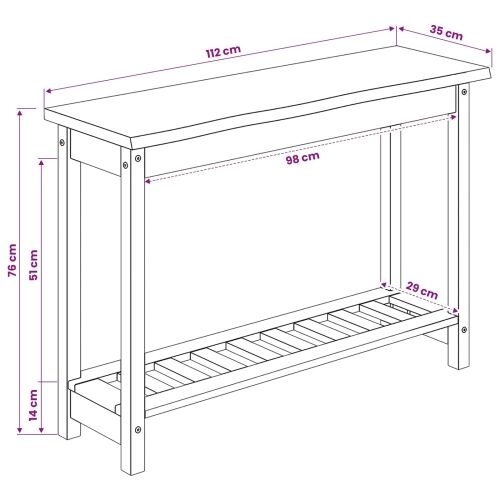 Konzolna stolica EKAI Crna 112 x 35 x 76 cm Masivna borovina - Crna Cijena