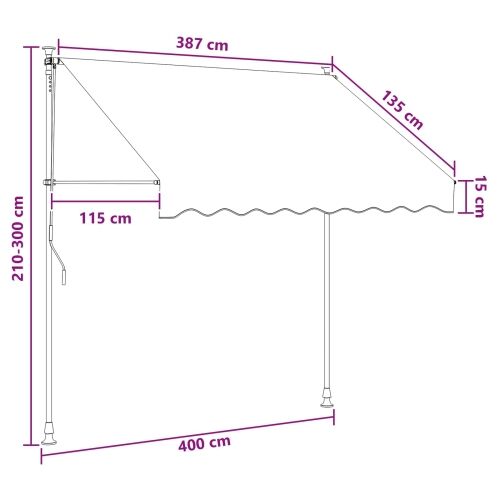 Ručno sklopiva tenda Šareni 400 x 115 x 300 cm - Šareni 400 cm Bijeli okvir Cijena