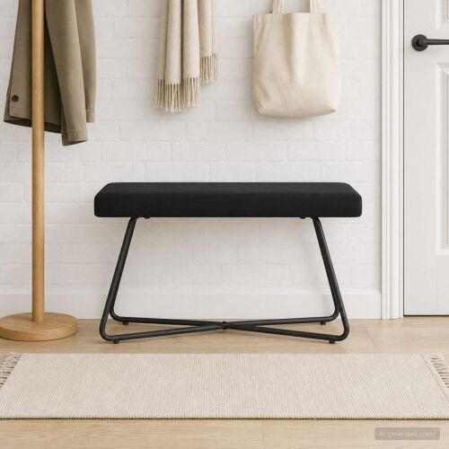 klupa Crna 80 x 40 x 45 cm Baršun - Crna 80 cm Cijena