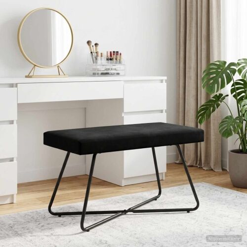 klupa Crna 80 x 40 x 45 cm Baršun - Crna 80 cm Cijena