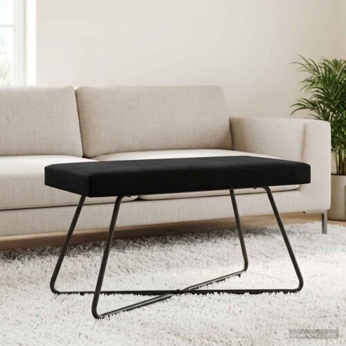 klupa Crna 80 x 40 x 45 cm Baršun - Crna 80 cm Cijena
