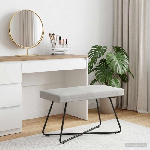 klupa Krem 80 x 40 x 45 cm Baršun - Krem 80 cm Cijena