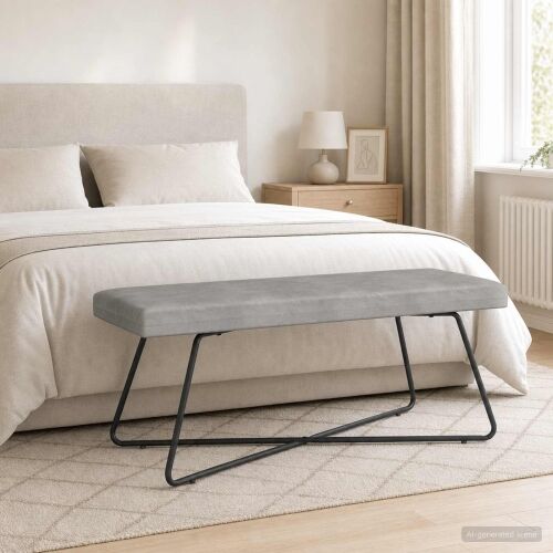 klupa Svjetlosiva 110 x 40 x 45 cm Baršun - Svjetlosiva 110 cm Cijena