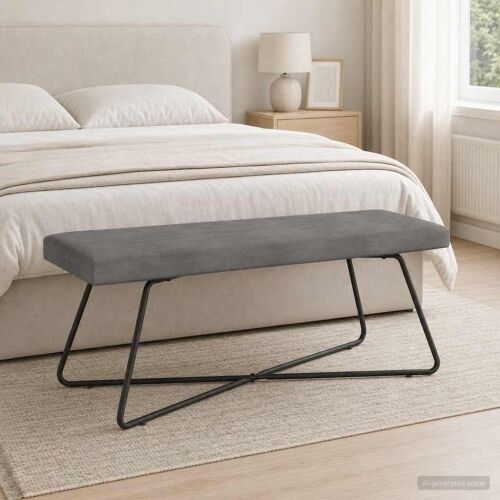 klupa Tamnosiva 110 x 40 x 45 cm Baršun - Tamnosiva 110 cm Cijena