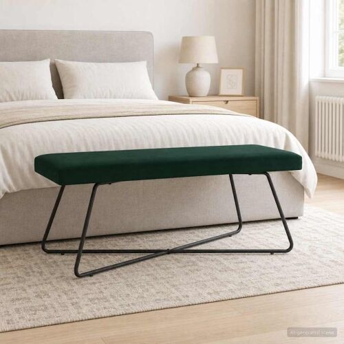 klupa Tamnozelena 110 x 40 x 45 cm Baršun - Tamnozelena 110 cm Cijena