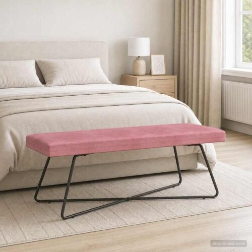 klupa Ružičasta 110 x 40 x 45 cm Baršun - Ružičasta 110 cm Cijena