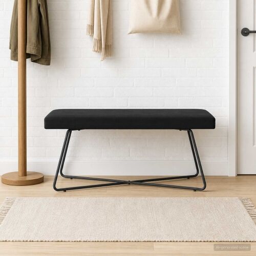 klupa Crna 110 x 40 x 45 cm Baršun - Crna 110 cm Cijena