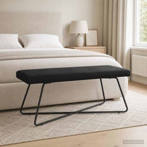 klupa Crna 110 x 40 x 45 cm Baršun - Crna 110 cm Cijena