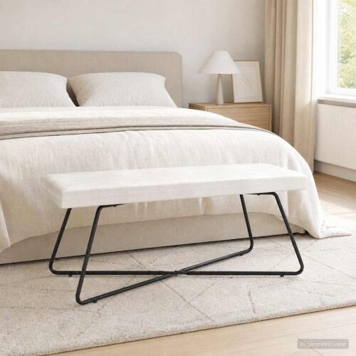 klupa Krem 110 x 40 x 45 cm Baršun - Krem 110 cm Cijena