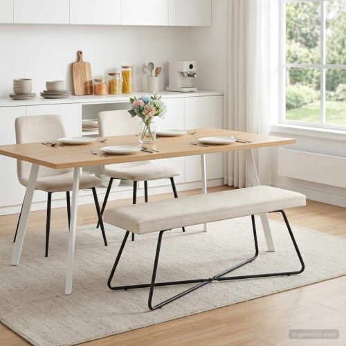 klupa Krem 110 x 40 x 45 cm Baršun - Krem 110 cm Cijena