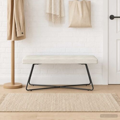 klupa Krem 110 x 40 x 45 cm Baršun - Krem 110 cm Cijena