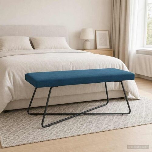 klupa Plava 110 x 40 x 45 cm Baršun - Plava 110 cm Cijena
