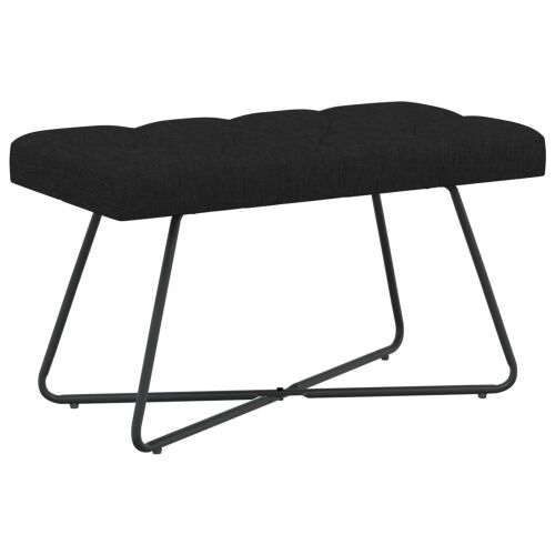 Klupa s gumbastim tkanjem Crna 80 x 40 x 46 cm Tkanina - Crna 80 cm Cijena