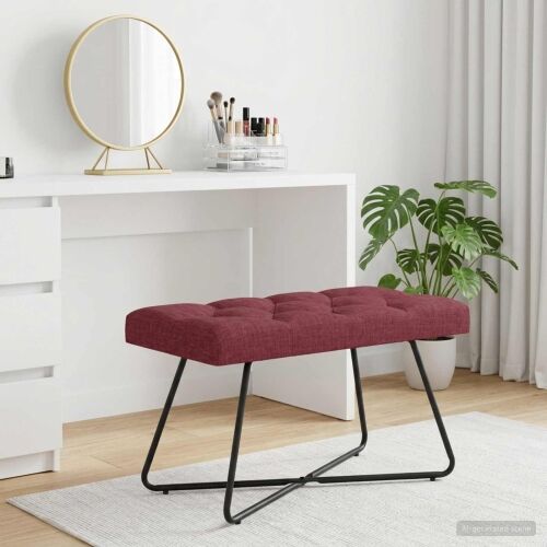 Klupa s gumbastim tkanjem Vinska crvena 80 x 40 x 46 cm Tkanina - boja crnog vina 80 cm Cijena