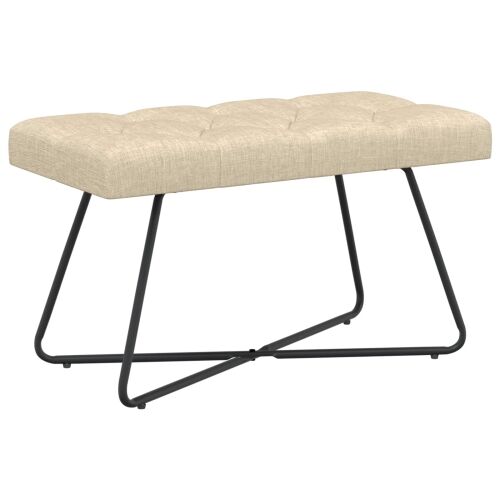 Klupa s gumbastim tkanjem Krem 80 x 40 x 46 cm Tkanina - Krem 80 cm Cijena