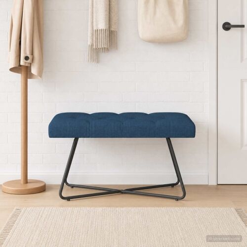 Klupa s gumbastim tkanjem Plava 80 x 40 x 46 cm Tkanina - Plava 80 cm Cijena