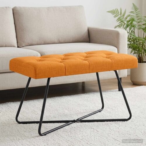 Klupa s gumbastim tkanjem Tamno žuta 80 x 40 x 46 cm Tkanina - Tamnožuta 80 cm Cijena