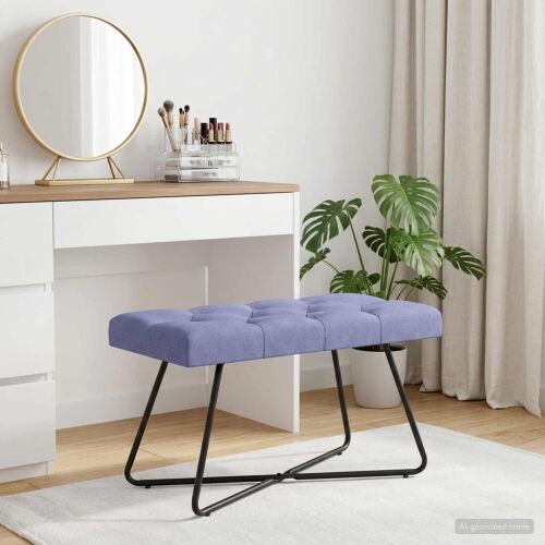 Klupa s gumbastim tkanjem Traper plava 80 x 40 x 46 cm Tkanina - Trapere plave boje 80 cm Cijena