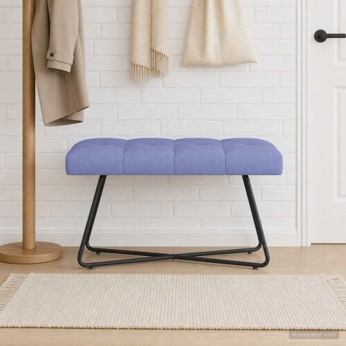 Klupa s gumbastim tkanjem Traper plava 80 x 40 x 46 cm Tkanina - Trapere plave boje 80 cm Cijena