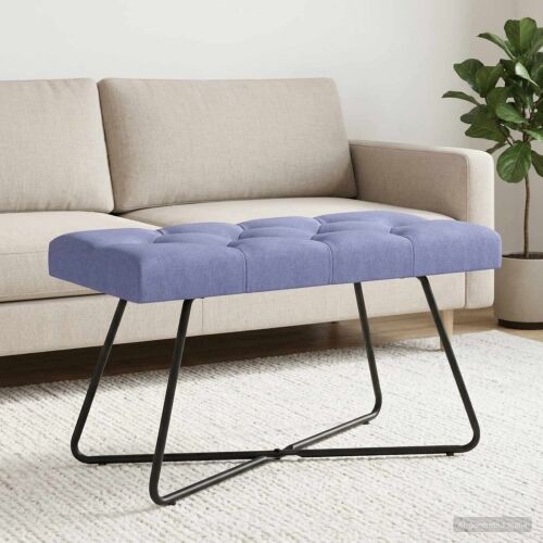 Klupa s gumbastim tkanjem Traper plava 80 x 40 x 46 cm Tkanina - Trapere plave boje 80 cm Cijena