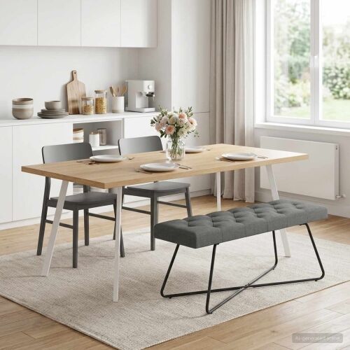 Klupa s gumbastim tkanjem Tamnosiva 110 x 40 x 46 cm Tkanina - Tamnosiva 110 cm Cijena
