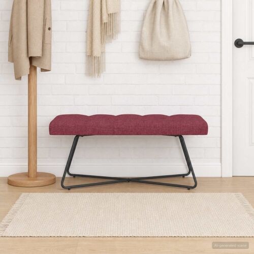 Klupa s gumbastim tkanjem Vinska crvena 110 x 40 x 46 cm - boja crnog vina 110 cm Cijena
